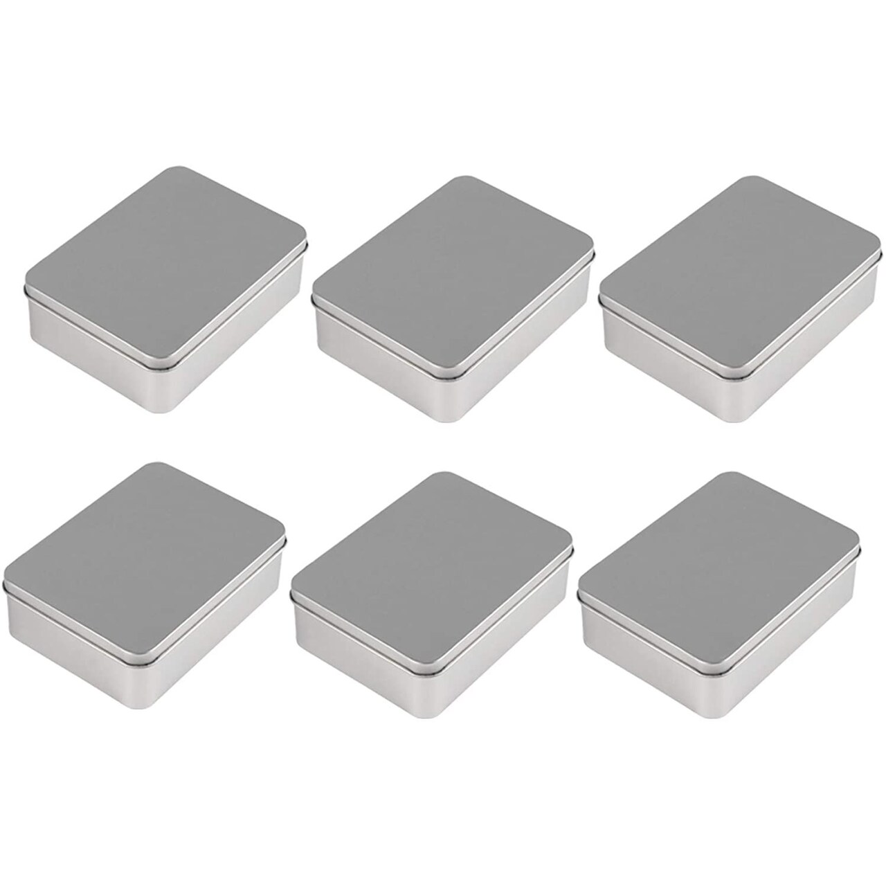 6-Pack Silver Metal Cookie Tins with Lids - Small Rectangular Tin Boxes for  Gift Giving, Home Organization (4.9x3.7x1.6 In)